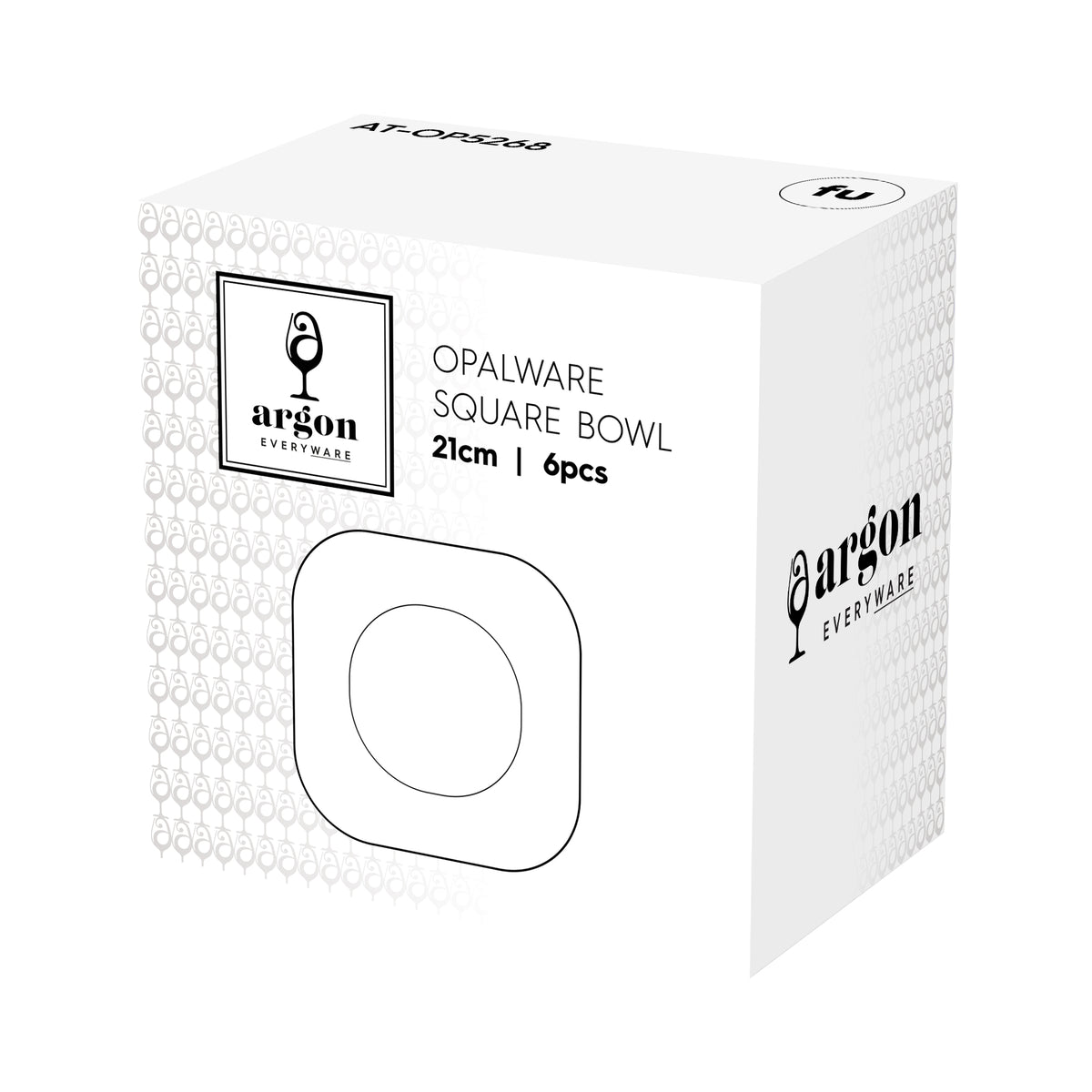 Square Opalware Pasta Bowls - 21cm - White - Pack of Six