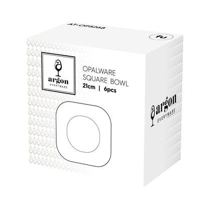 Square Opalware Pasta Bowls - 21cm - White - Pack of Six