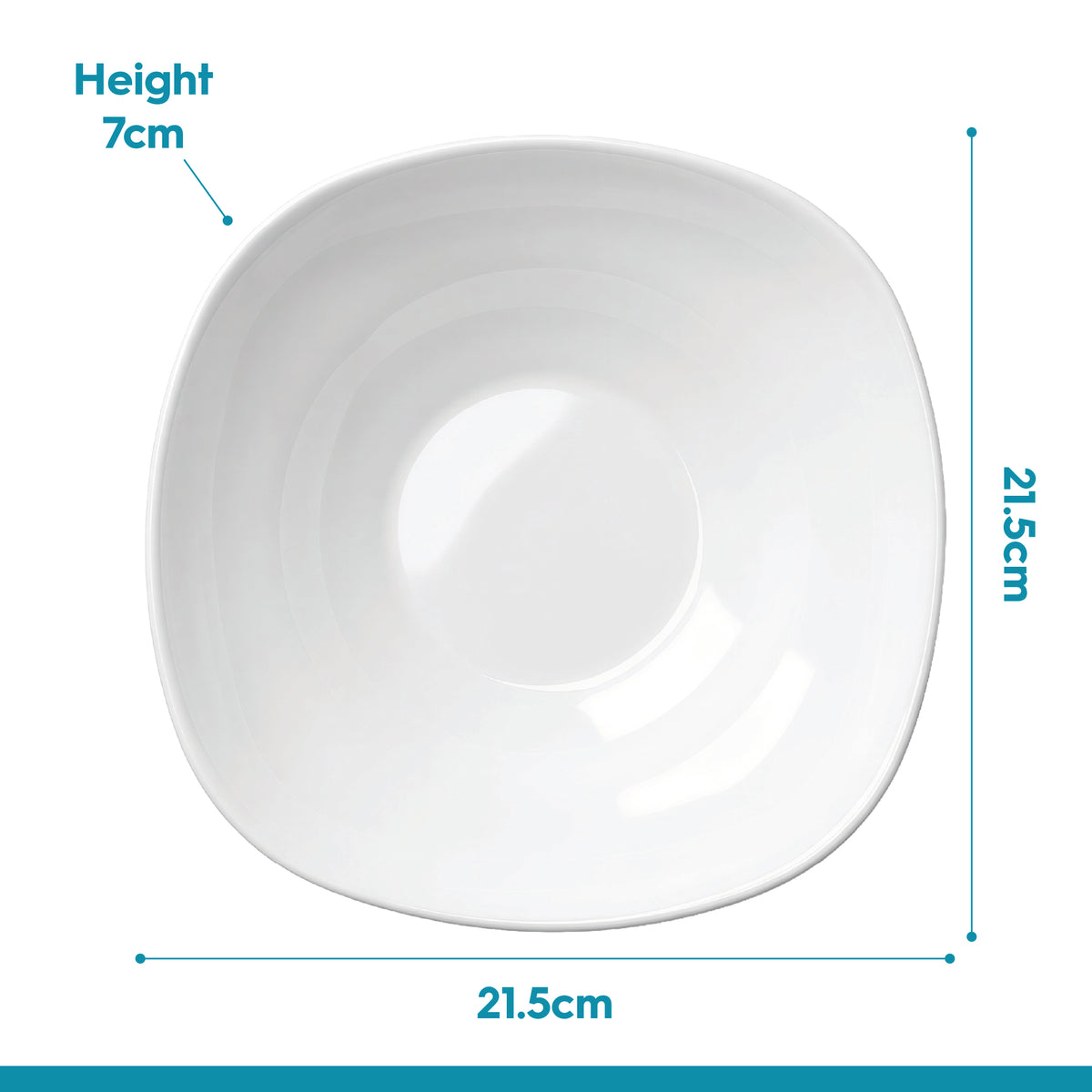 Square Opalware Pasta Bowls - 21cm - White - Pack of Six