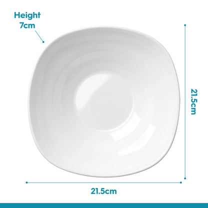 Square Opalware Pasta Bowls - 21cm - White - Pack of Six