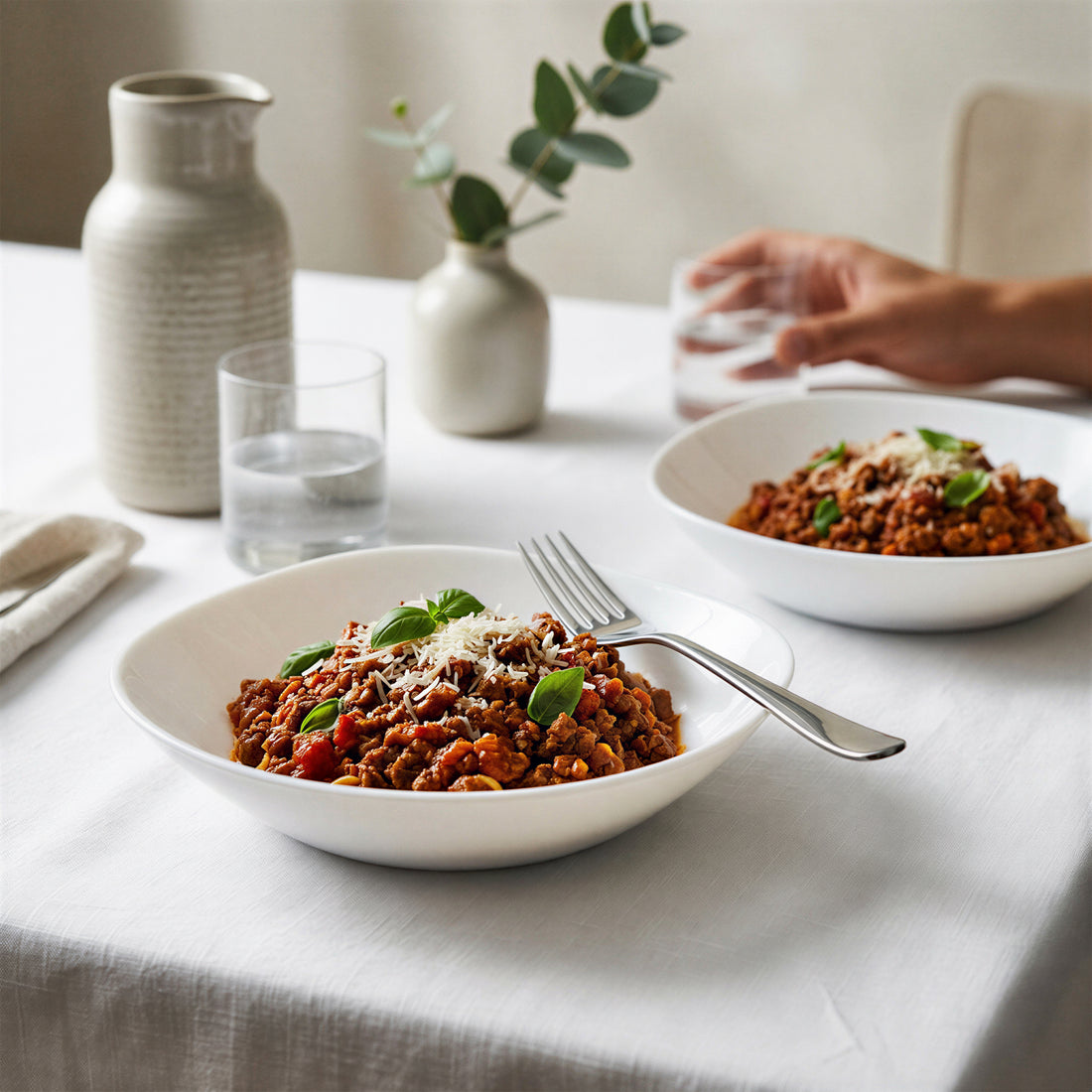 Square Opalware Pasta Bowls - 21cm - White - Pack of Six