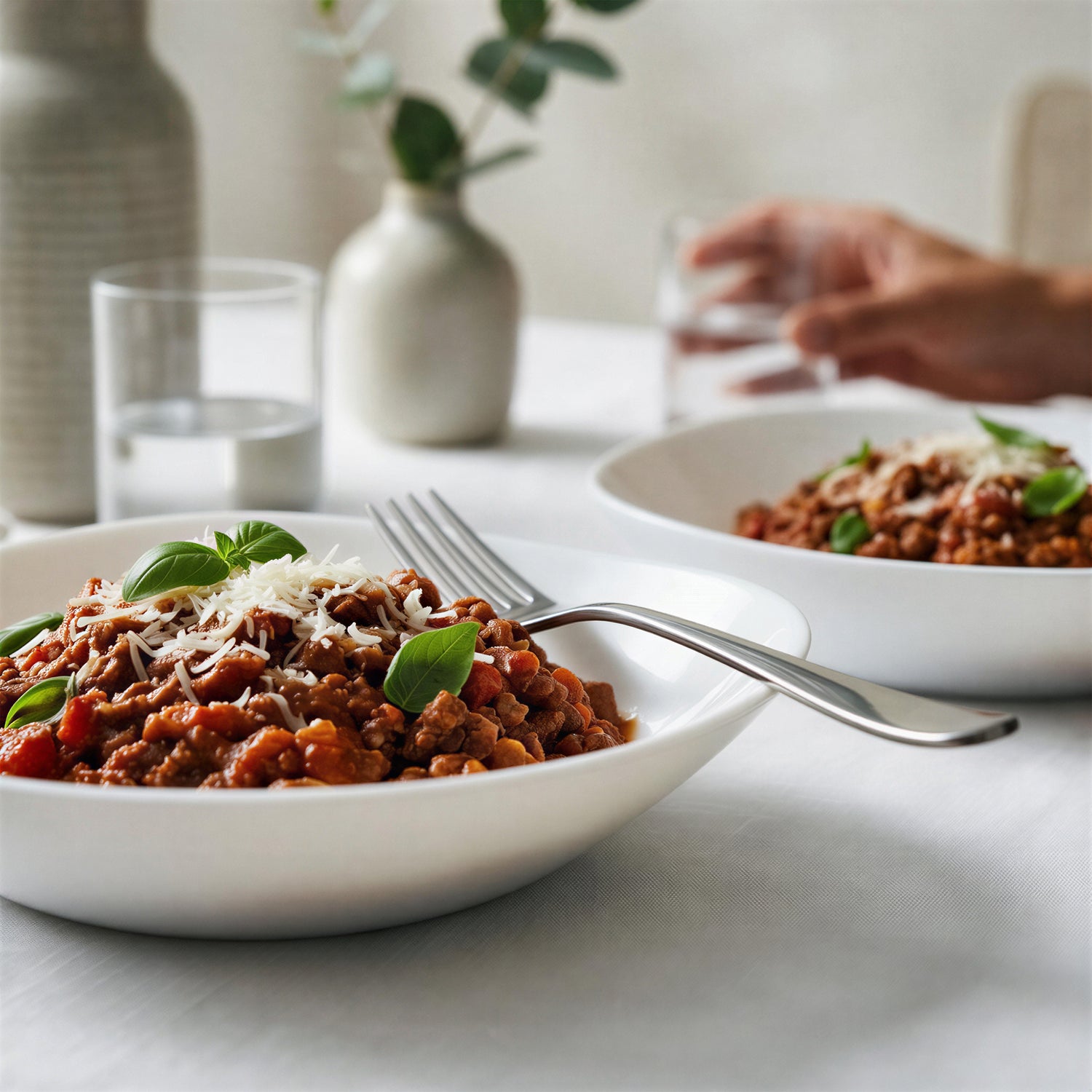 Square Opalware Pasta Bowls - 21cm - White - Pack of 6