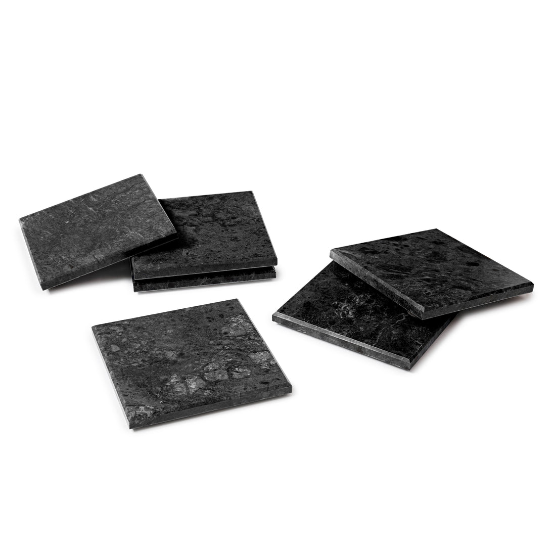 Black Square Marble Coasters - Pack of 6