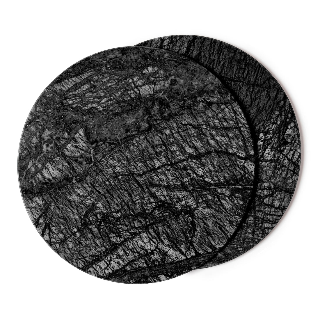 Black 30cm Round Marble Placemats - Pack of 6