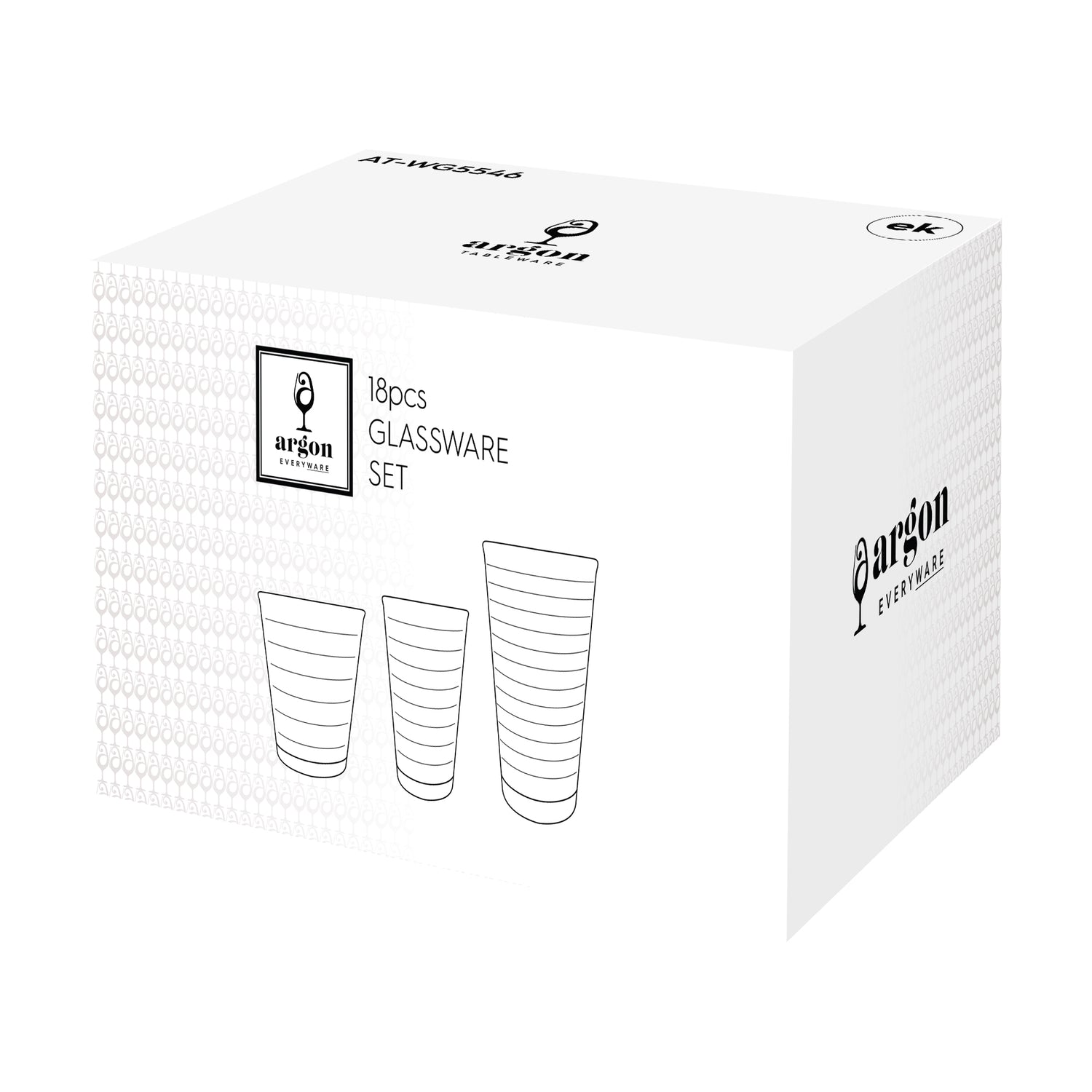 18 Piece Ribbed Glass Tumblers Set - 3 Sizes