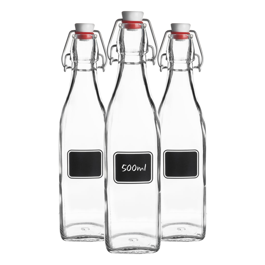 500ml Lavagna Glass Swing Bottles with Chalkboard Label - Pack of 3 - By Bormioli Rocco