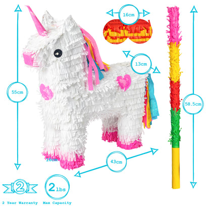 Unicorn Pinata with Stick &amp; Blindfold