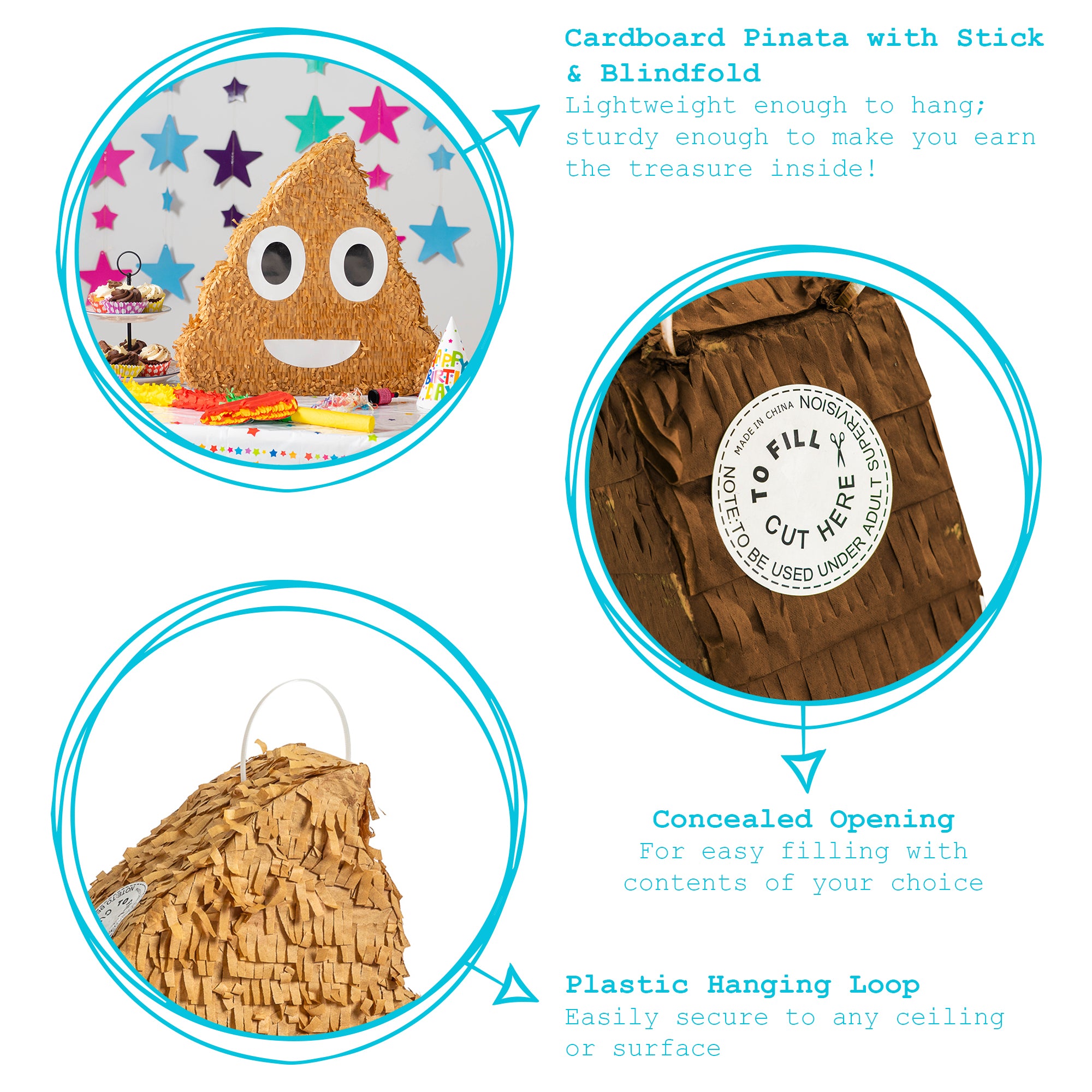 Poop Pinata with Stick &amp; Blindfold