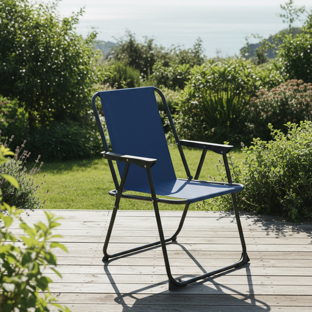 Navy Folding Metal Beach Chairs - Pack of 2