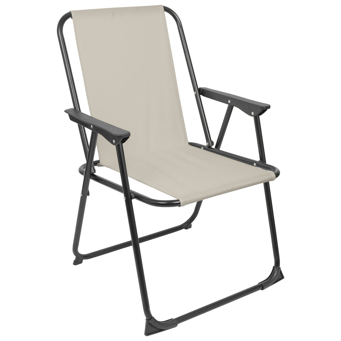 Beige Folding Metal Beach Chair