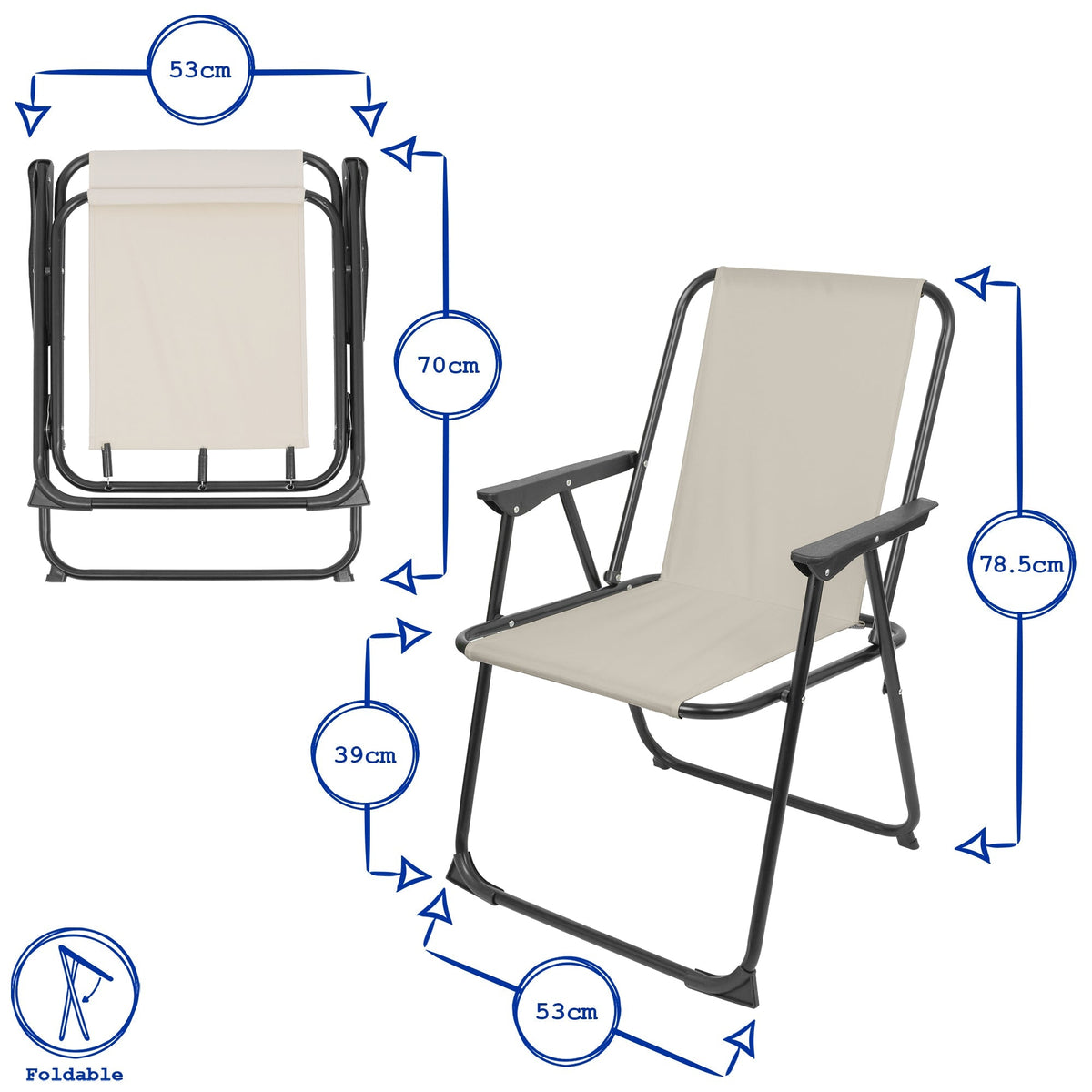 Blue Stripe Folding Metal Beach Chairs - Pack of 2