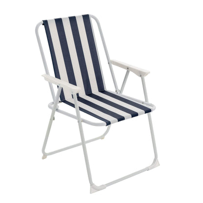 Blue Stripe Folding Metal Beach Chairs - Pack of 2