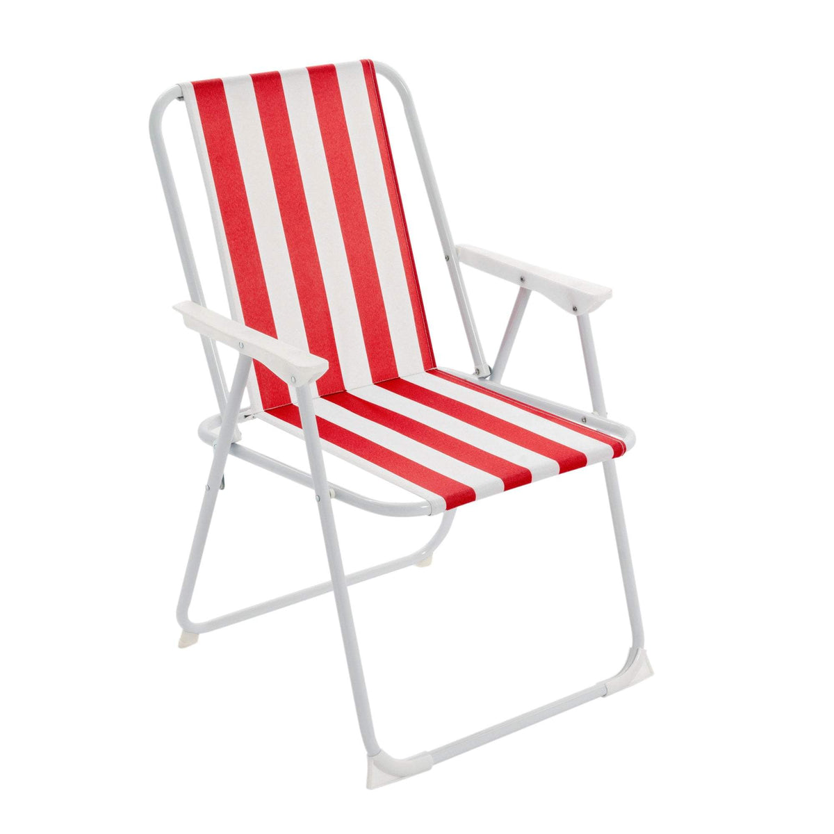 Red Stripe Folding Metal Beach Chairs - Pack of 2