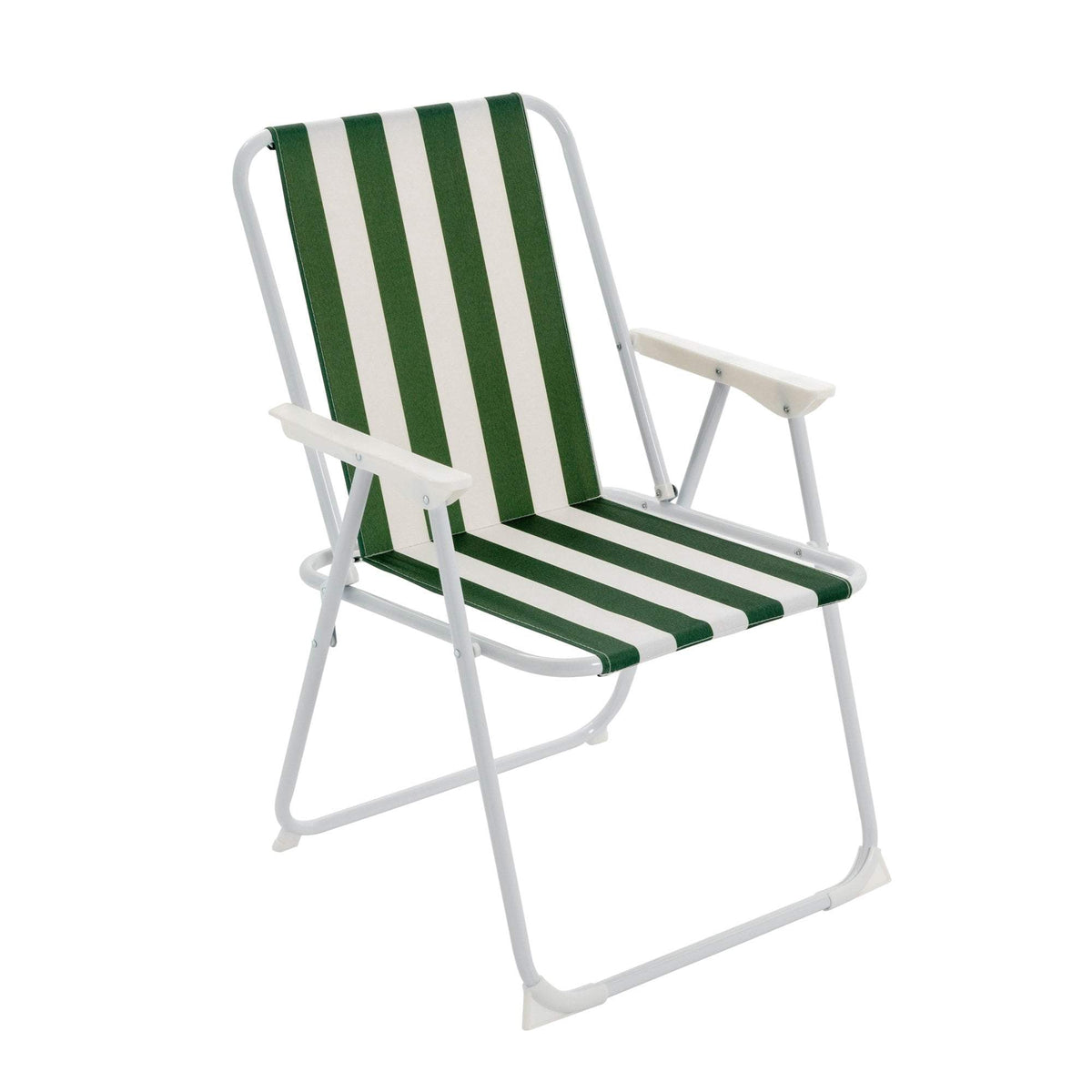 Green Stripe Folding Metal Beach Chairs - Pack of 2
