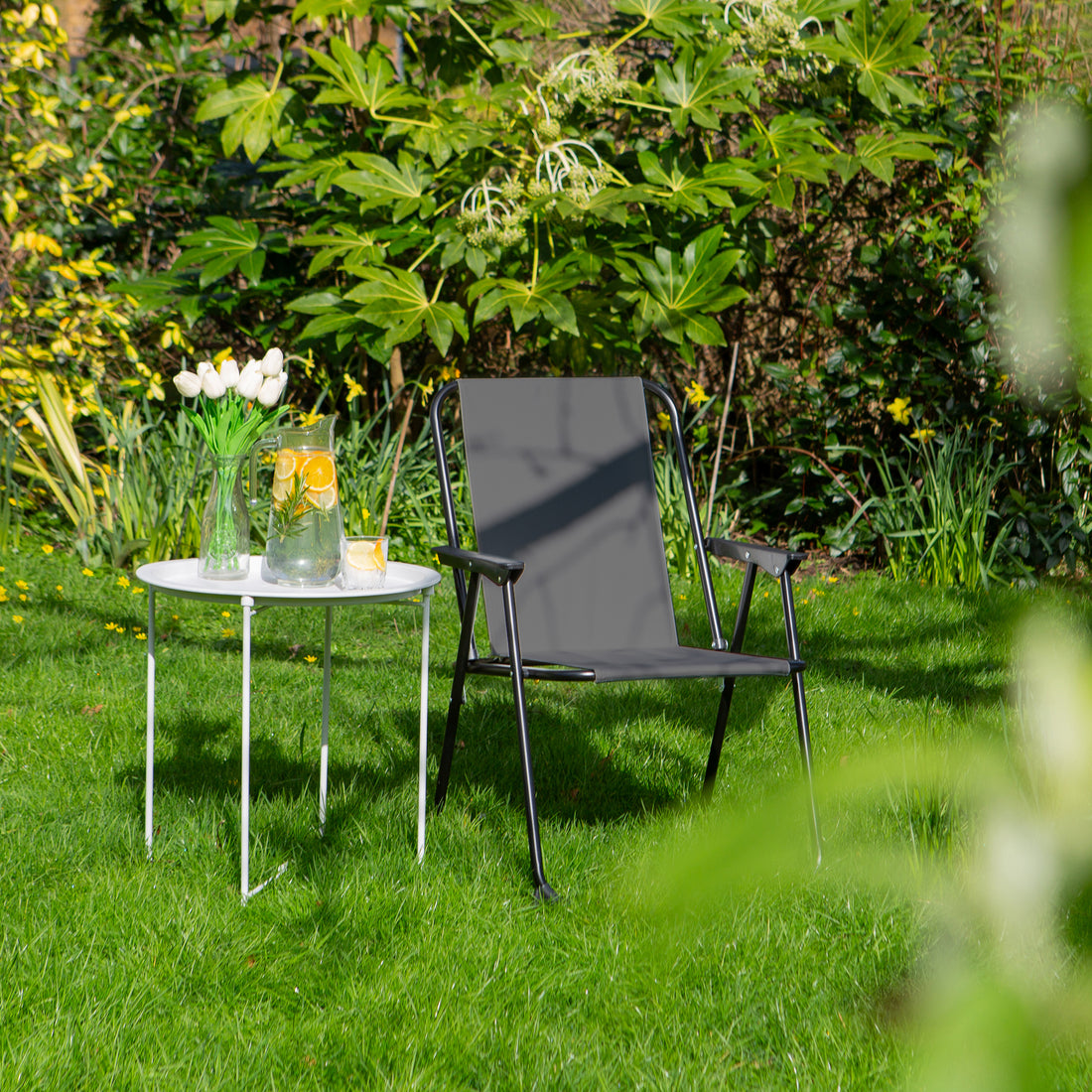 Black Folding Metal Beach Chair