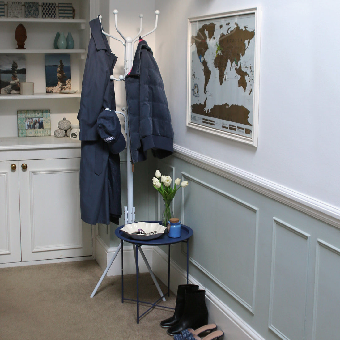 White Freestanding Steel Coat Rack