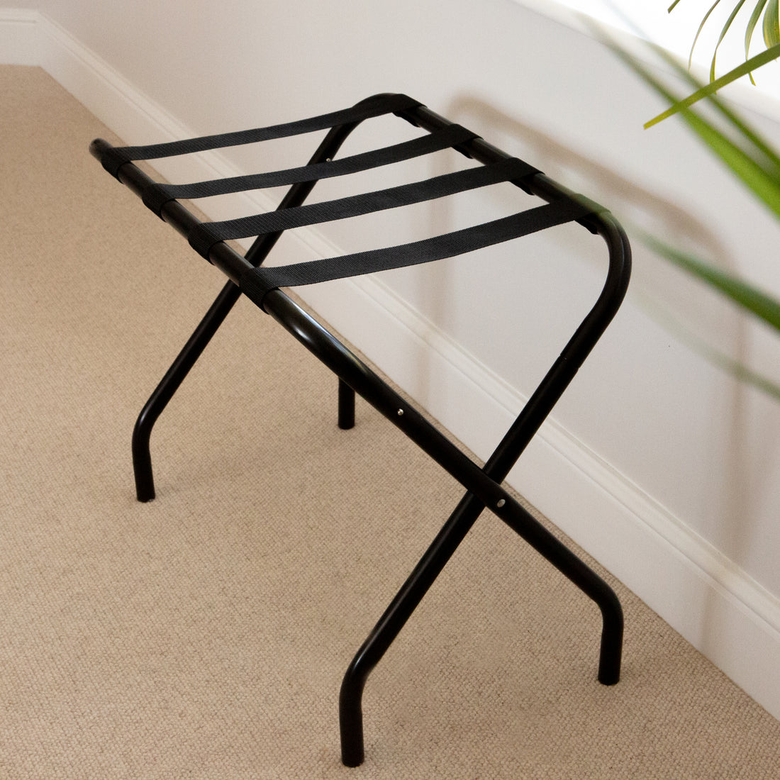 Black Folding Stainless Steel Luggage Rack
