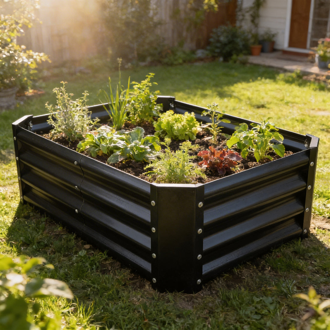 Anthracite Rectangular Galvanised Steel Raised Garden Bed - 120cm x 60cm