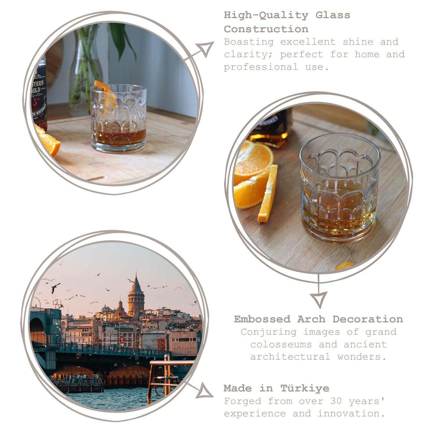 370ml Archie Whisky Glasses - Pack of Six