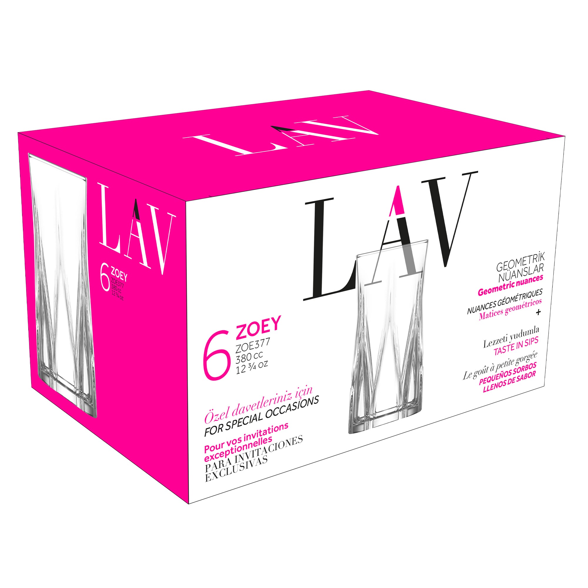 380ml Zoey Highball Glasses - Pack of 6