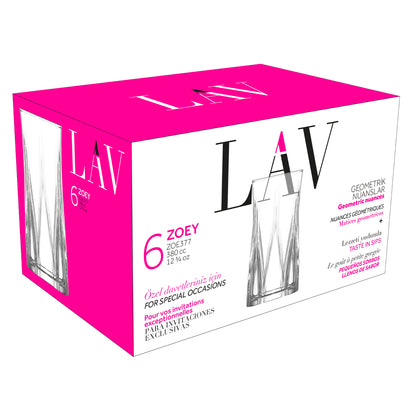 380ml Zoey Highball Glasses - Pack of 6