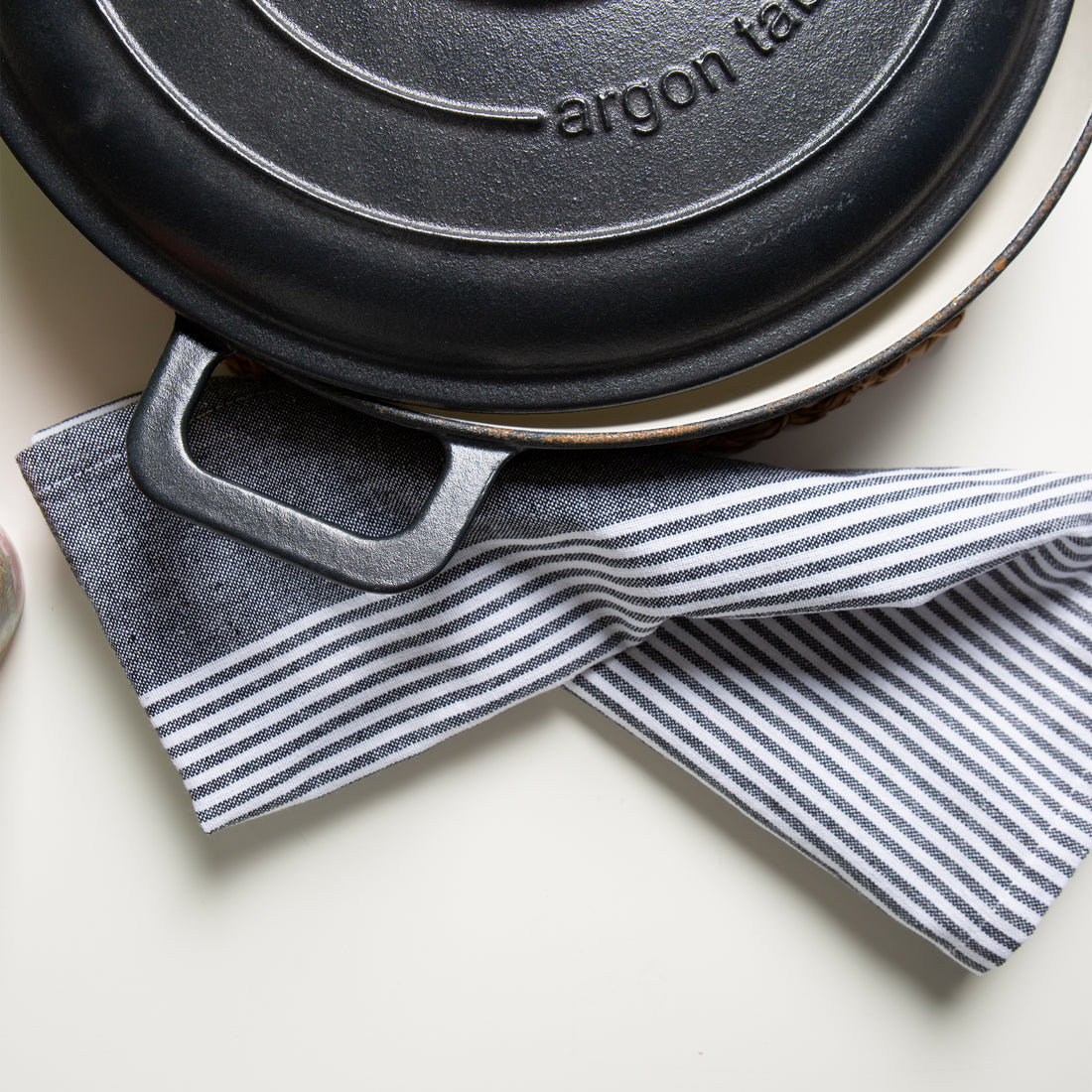 Grey 70cm x 50cm Pinstriped Cotton Tea Towel