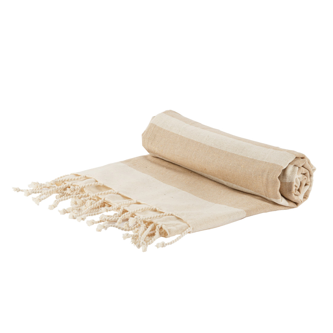 Beige Striped 170cm x 90cm Turkish Cotton Beach Towel