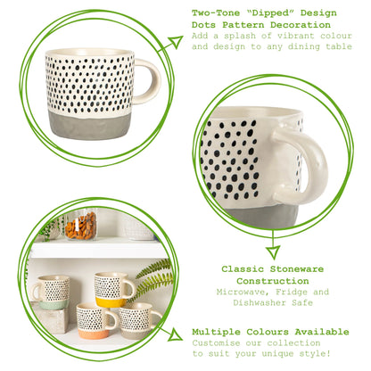 4pc 385ml Dipped Spot Stoneware Coffee Mugs Set