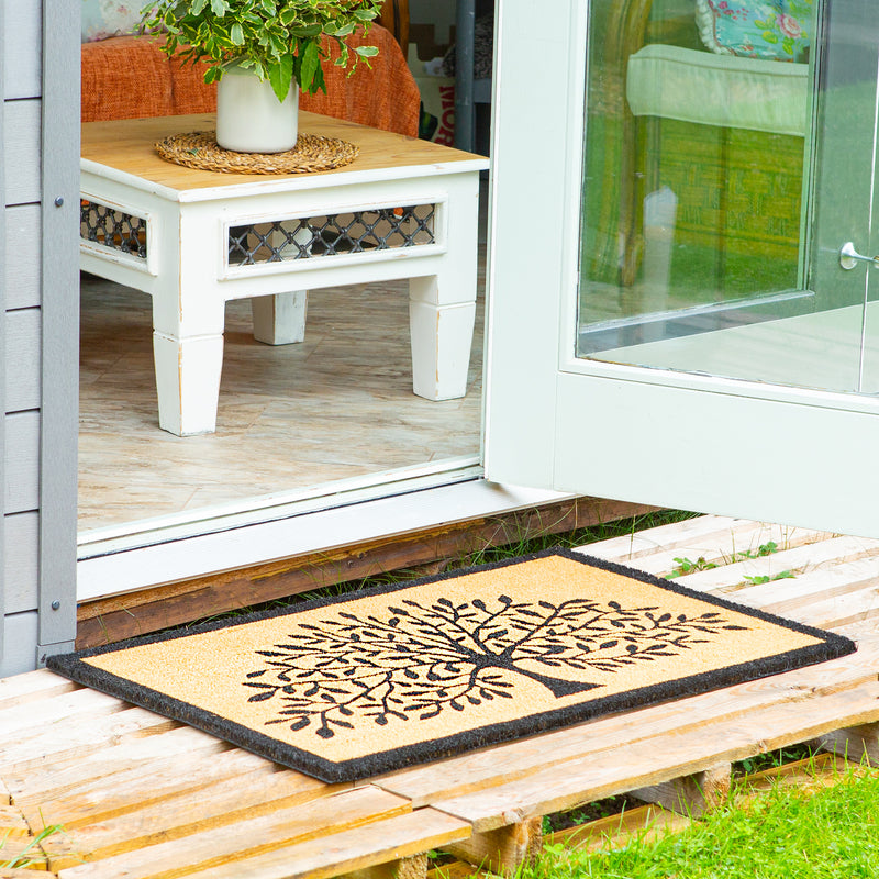 Coir Door Mat - 75cm x 45cm - Tree of Life - By Nicola Spring