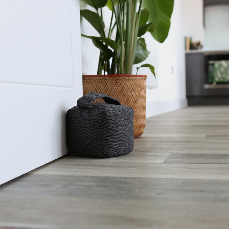 Grey Cubic Herringbone Door Stop - By Nicola Spring