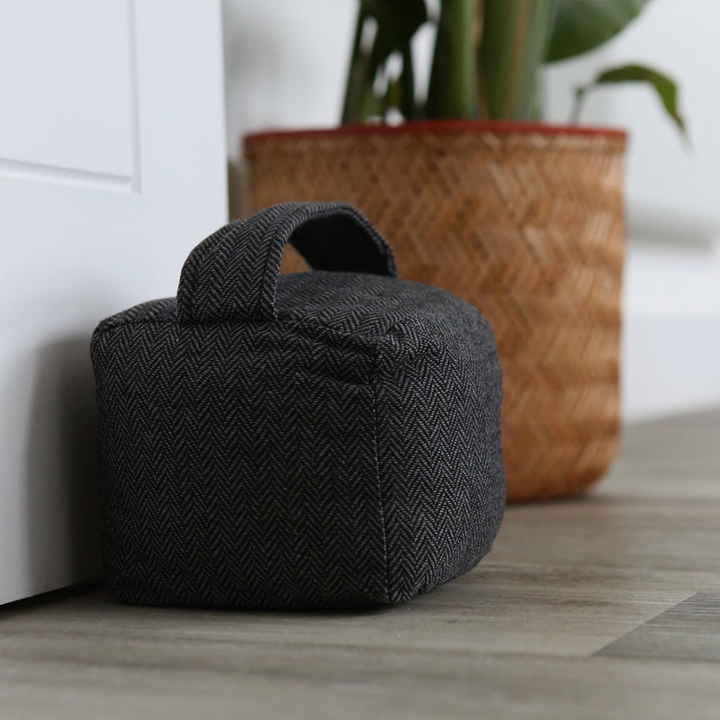 Grey Cubic Herringbone Door Stop - By Nicola Spring