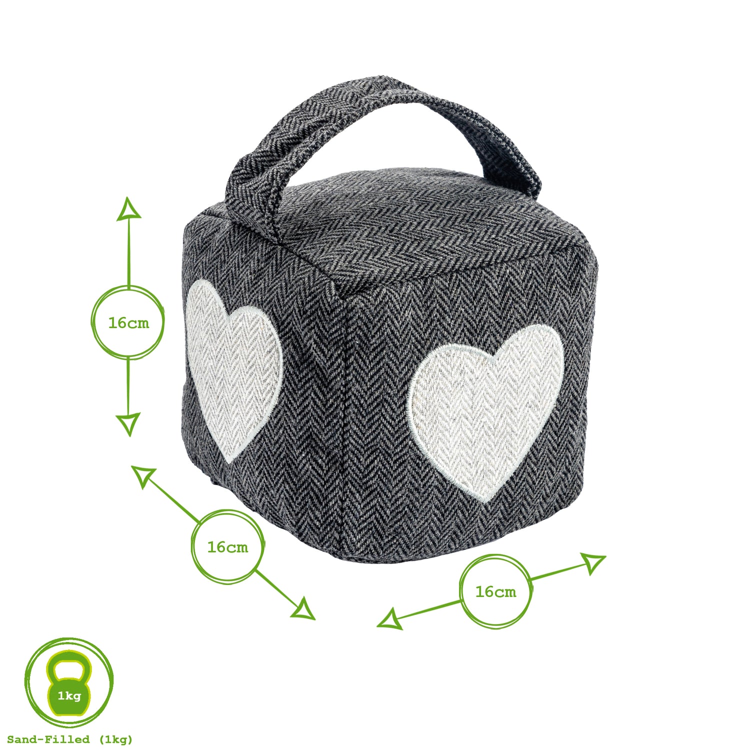 Heart Cubic Herringbone Door Stop