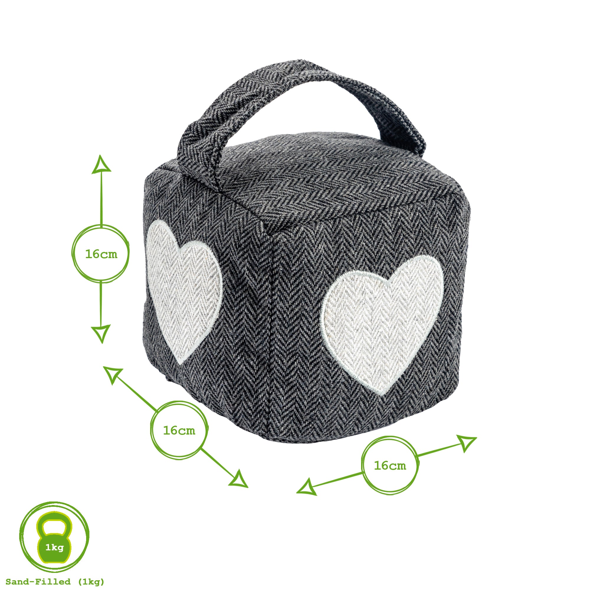 Heart Cubic Herringbone Door Stop