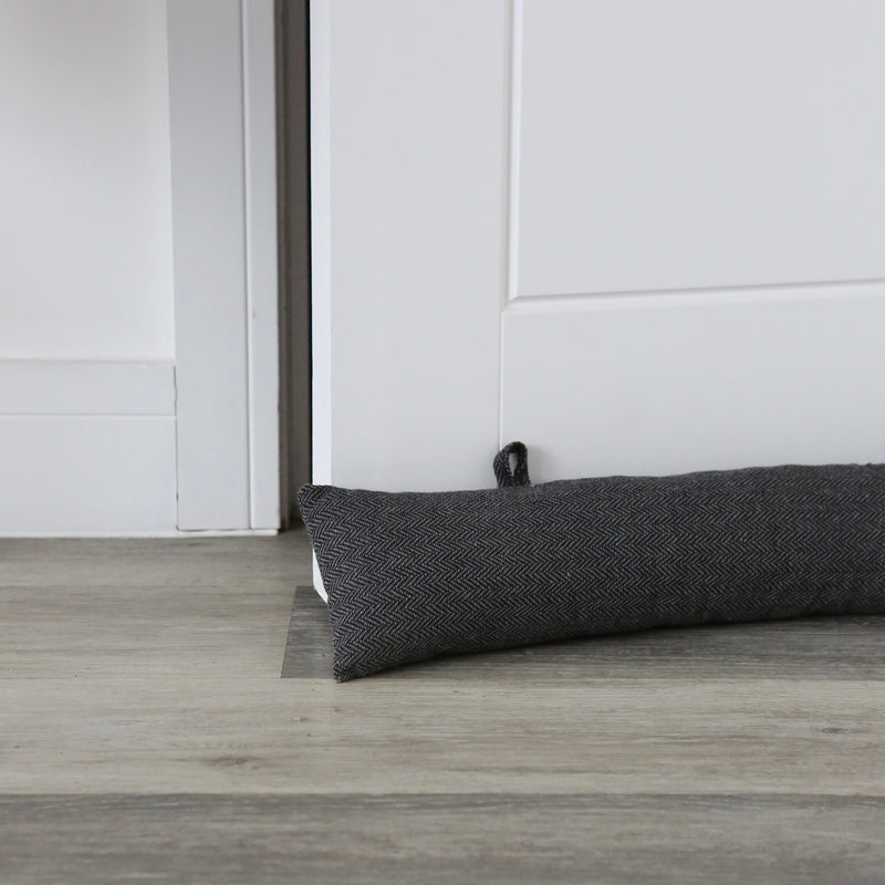 Grey Herringbone Draught Excluder - 80cm - By Nicola Spring