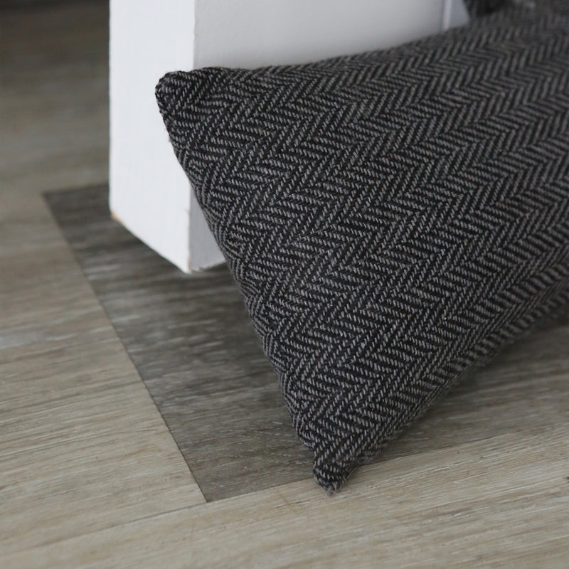 Grey Herringbone Draught Excluder - 80cm - By Nicola Spring