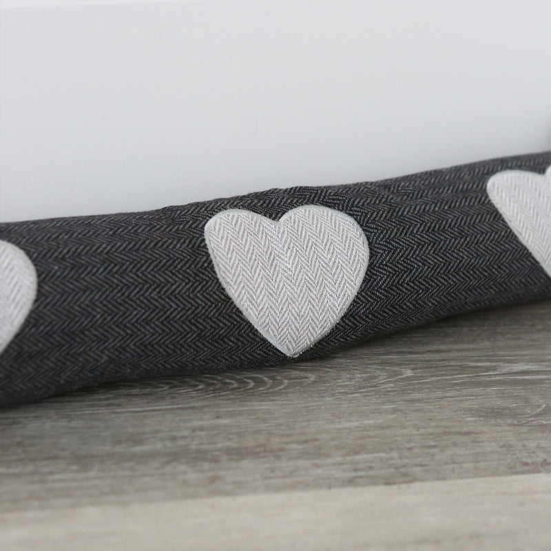 Heart Herringbone Draught Excluder - 80cm - By Nicola Spring