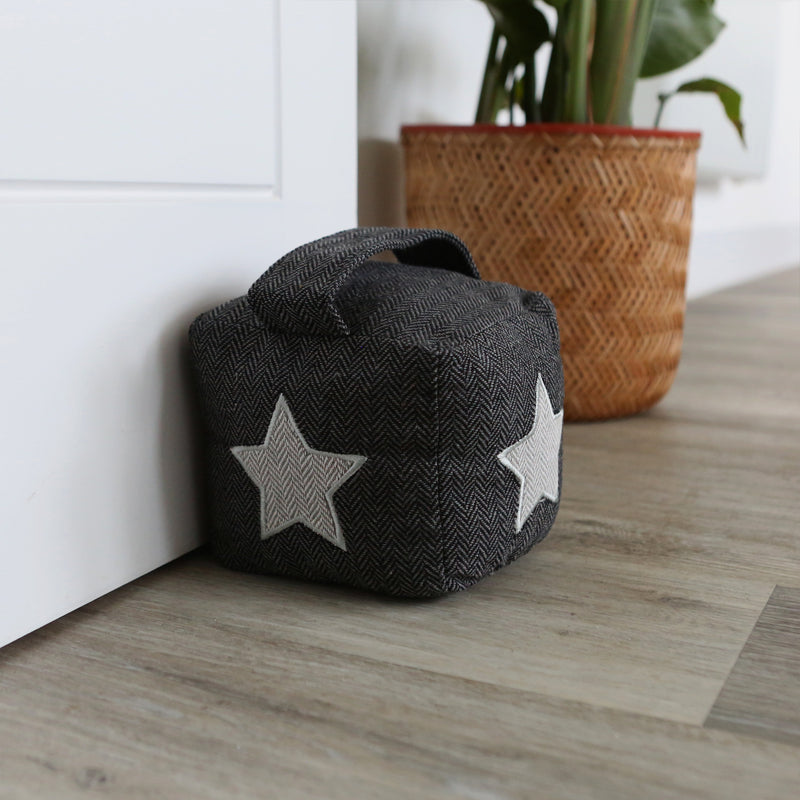 Star Cubic Herringbone Door Stop - By Nicola Spring