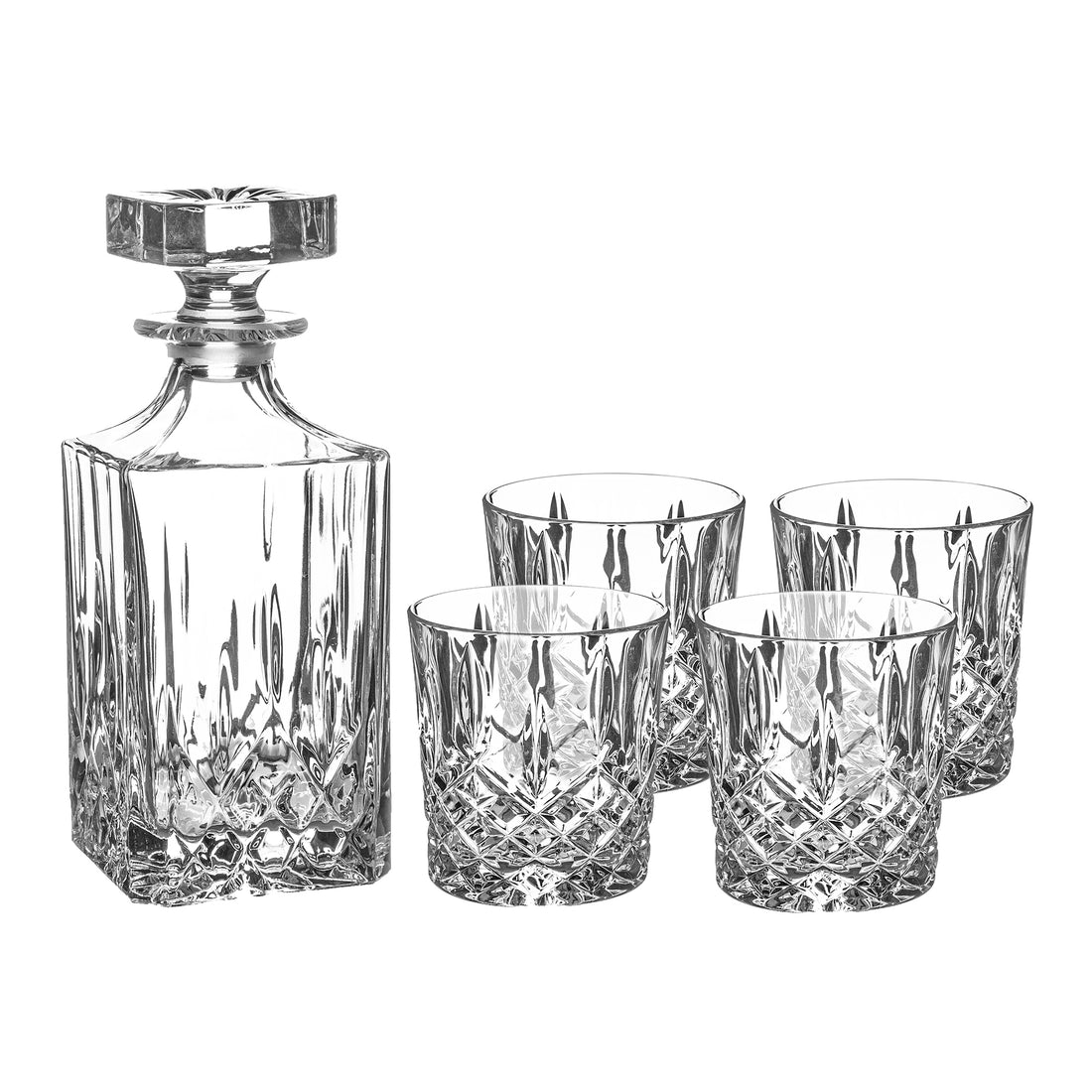 5pc Orchestra 750ml Whisky Decanter &amp; Glasses Set - By RCR Crystal