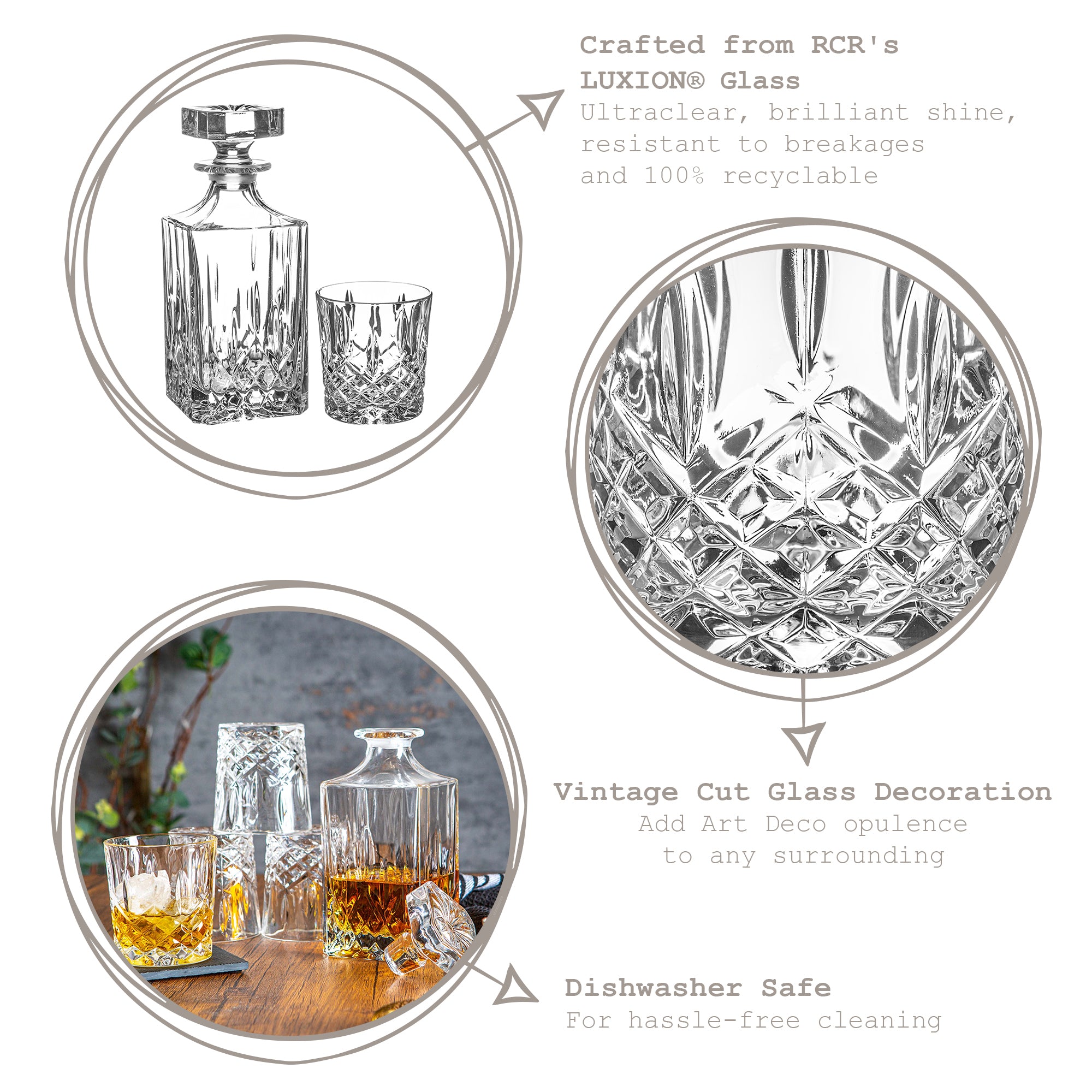 5pc Orchestra 750ml Whisky Decanter &amp; Glasses Set