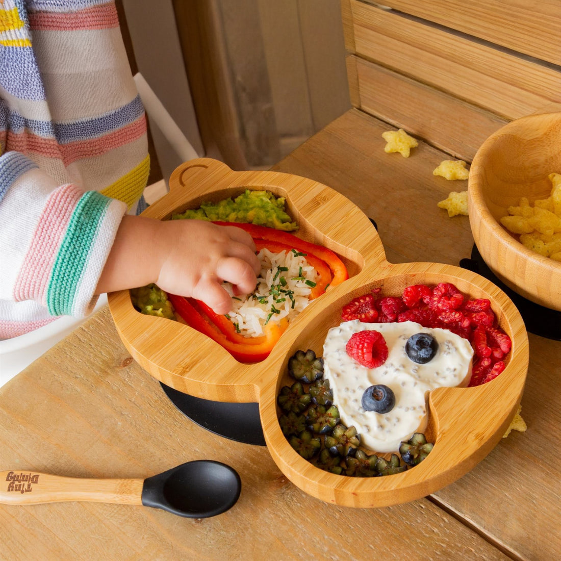 Bamboo Penguin Baby Feeding Plate with Yellow Suction Cup