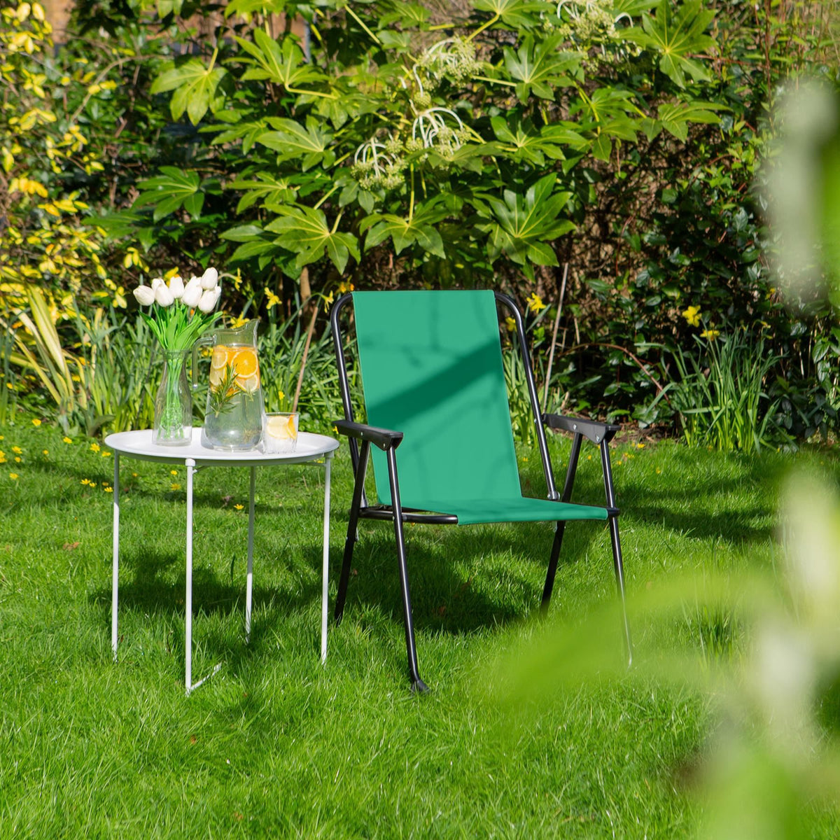 Green Folding Metal Beach Chairs - Pack of 2