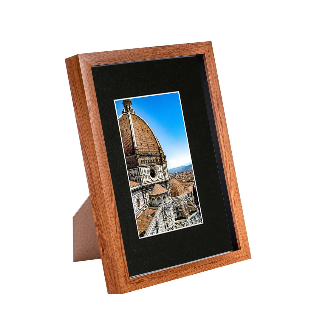 Dark Wood A4 (8" x 12") Shadow Box Photo Frame with A5 Black Mount