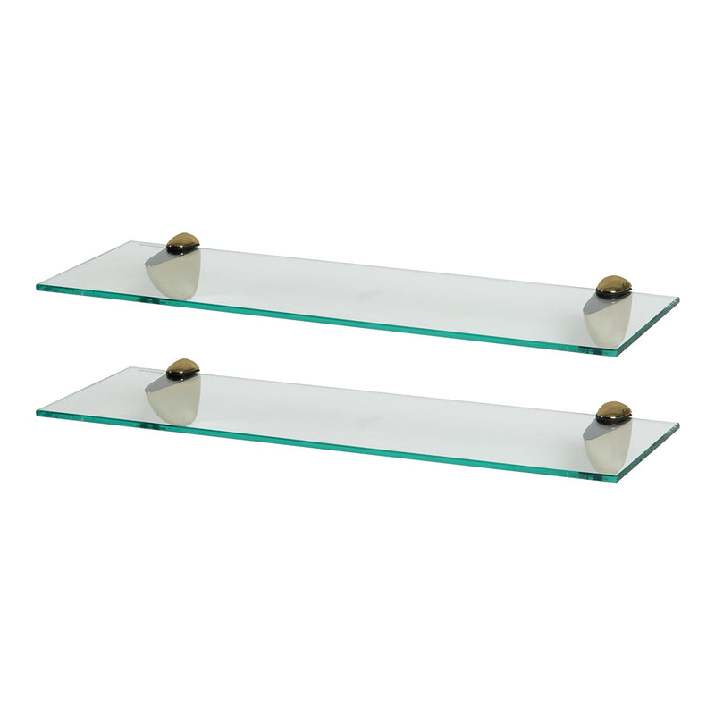 Floating Glass Bathroom Shelves - 60cm - Pack of 2 - By Harbour Housewares