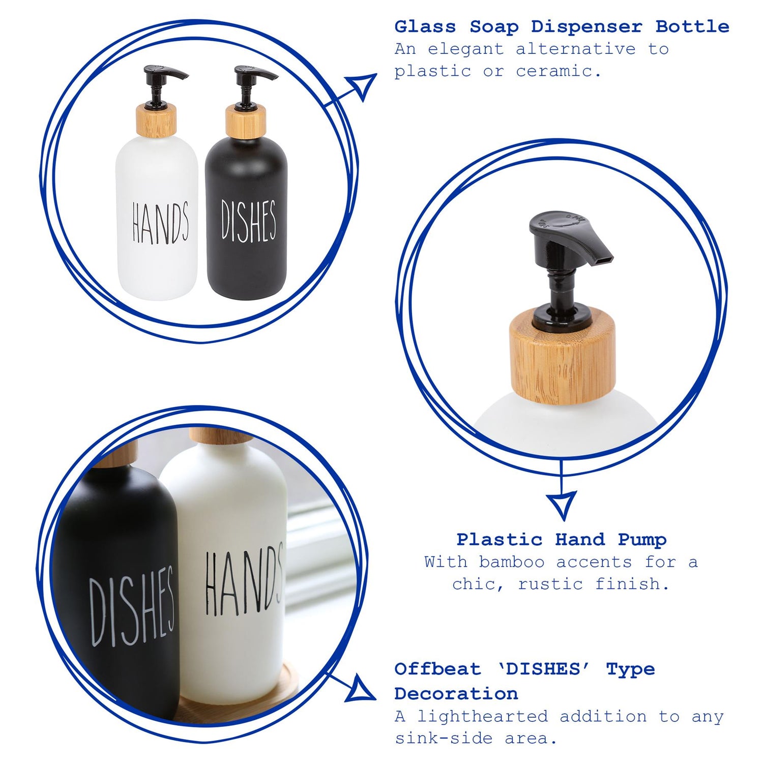 Glass Dish Soap Dispenser - 500ml - Black