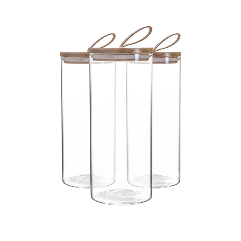 1.5L Wooden Loop Lid Storage Jars - Pack of 3 - By Argon Tableware