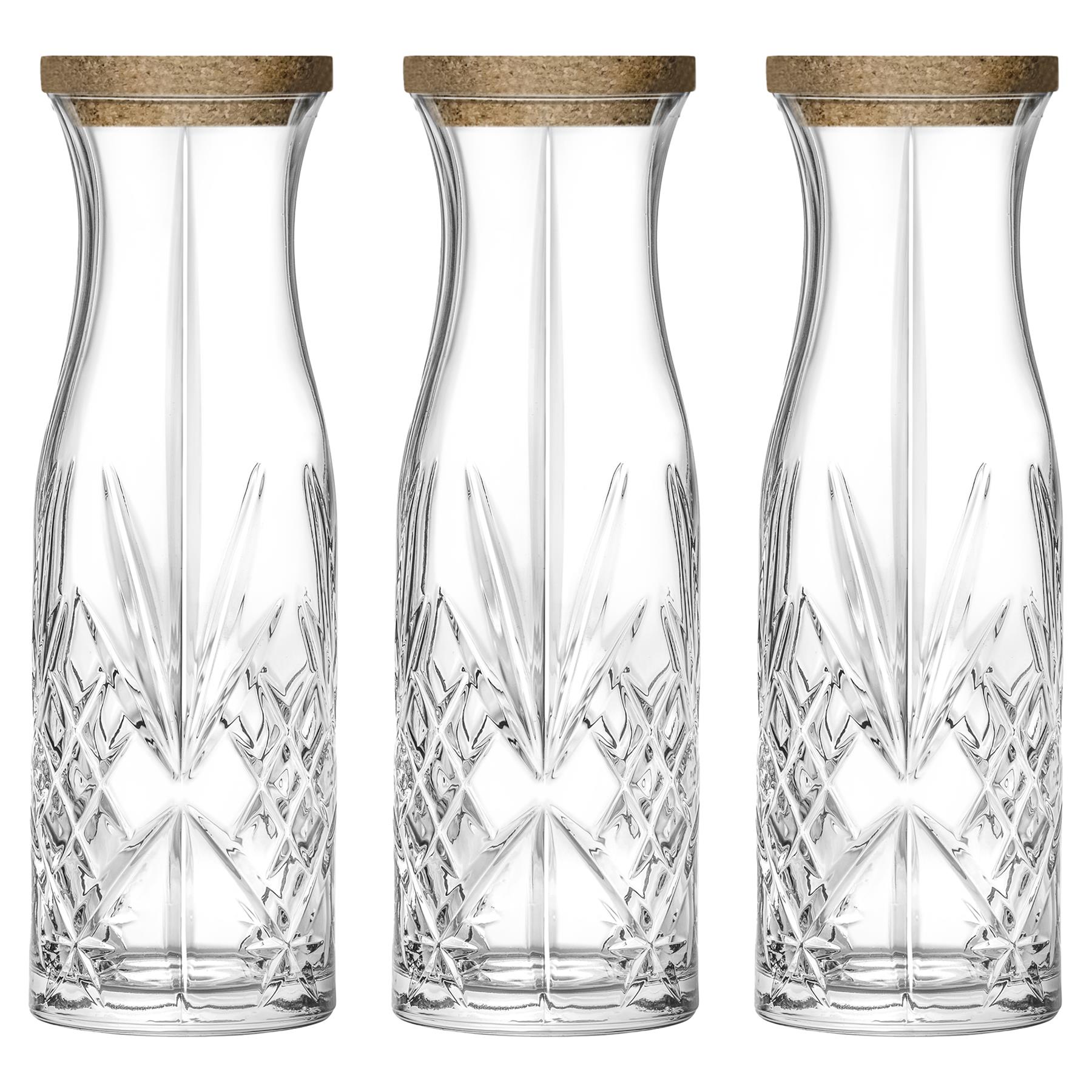 1L Melodia Glass Carafes with Cork Lid - Pack of 3 - By RCR Crystal