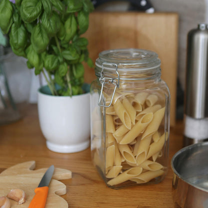 1.25L Square Glass Jar with Clip-Top Lid