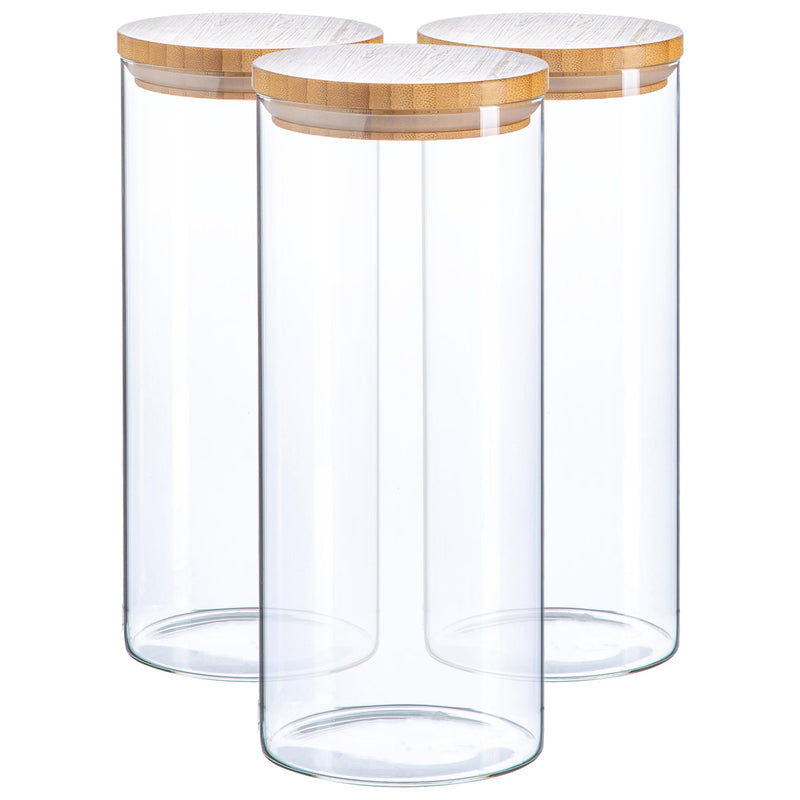 1.5L Wooden Lid Storage Jars - Pack of 3 - By Argon Tableware