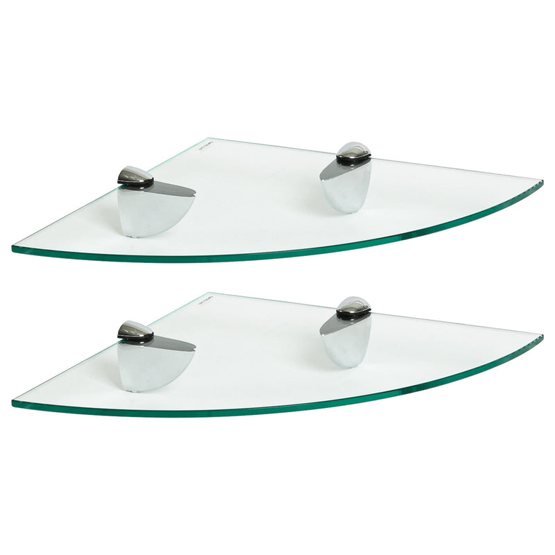 Floating Glass Bathroom Corner Shelves - 30cm - Pack of 2 - By Harbour Housewares