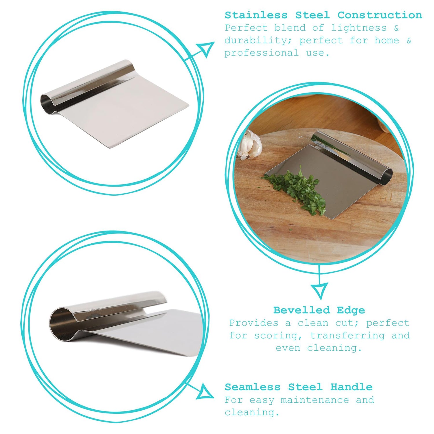 13.5cm Stainless Steel Dough Scraper